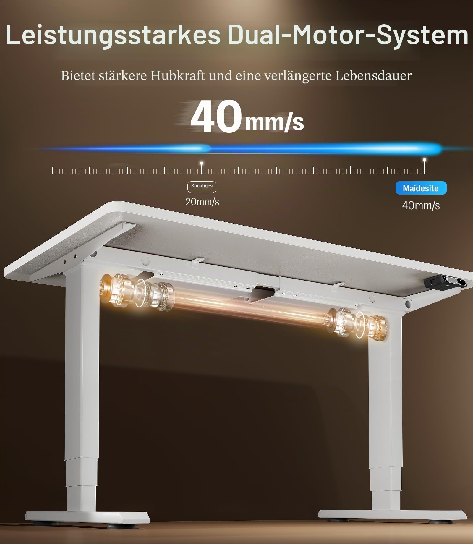 MAIDeSITe Höhenverstellbarer Schreibtisch 160x80cm - Elektrisch Schreibpult Höhenverstellbar 3-stufige mit 2 Energieeffizient‌ Motoren -Stabil & Flüsterleiser Arbeitsplätze Traglast 160kg -S2 Pro Plus