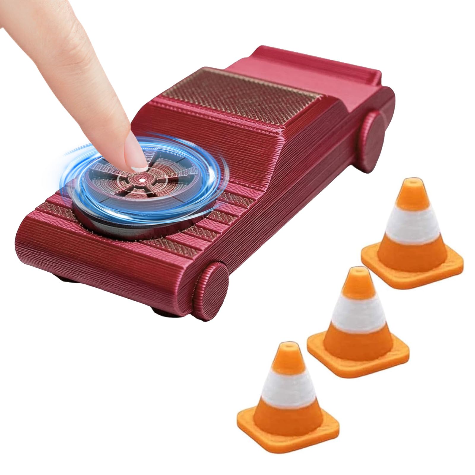 Tudegy Pocket Finger Drift Car Toy,Pocket Drift Car with Smooth-rolling Wheels,3D Printed Car Toy,For Kids Adults Home School Party Indoor Outdoor (Red)