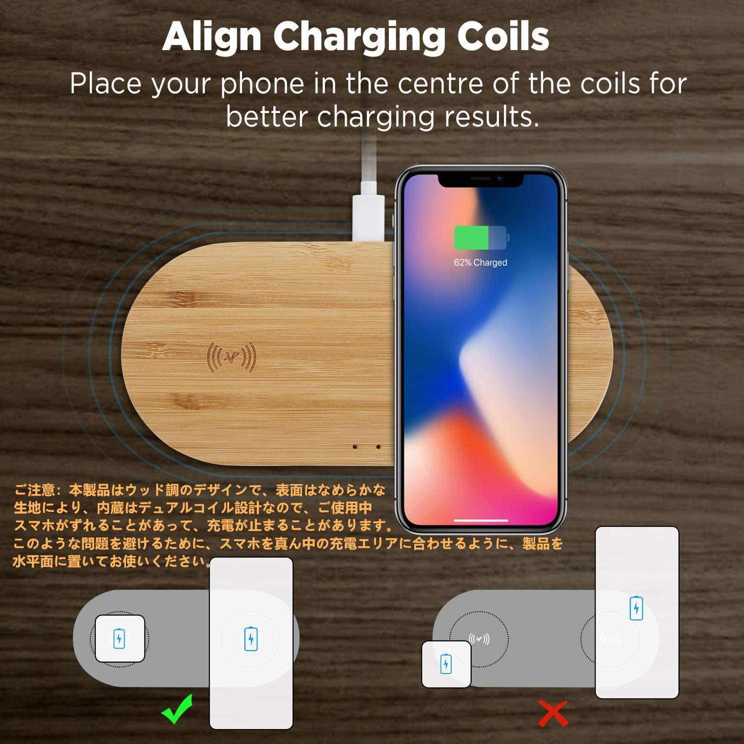 Amazon.co.jp: ワイヤレス充電器 VeeLink Qi認証済 スマホ2台同時充電