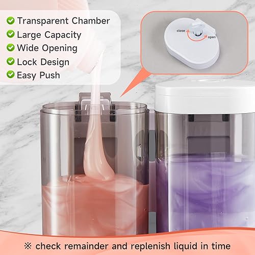 Miniatura 2 de Dispensador de jabón de ducha montado en la pared, 3 cámaras, dispensador de jabón para pared de ducha, 3 x 10.1 fl oz10.2 fl oz, manual, sin