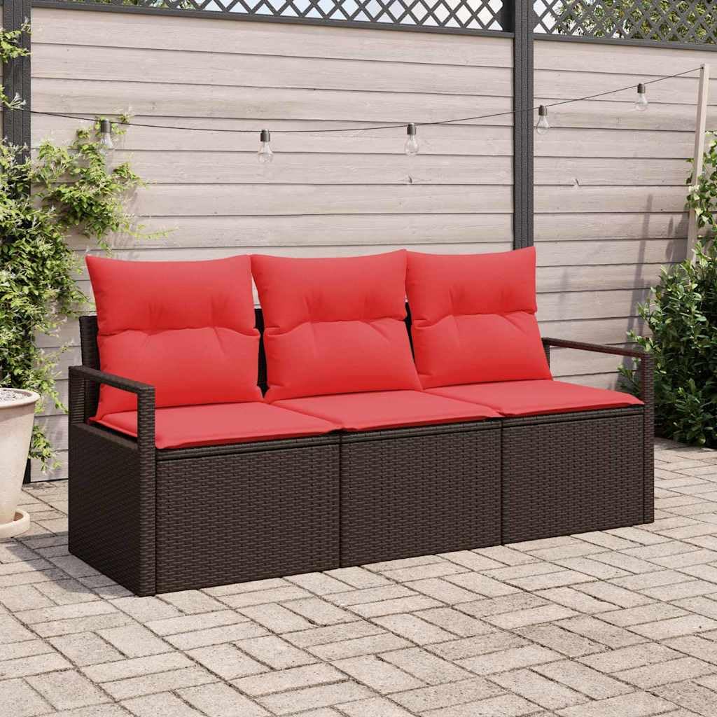 Ensemble de canapés modulaires polyrotin Marron 3 Places siège Central et 2 banquettes d’Angle Fermeture éclair Coussins Amovibles pour Jardin terrasse Patio