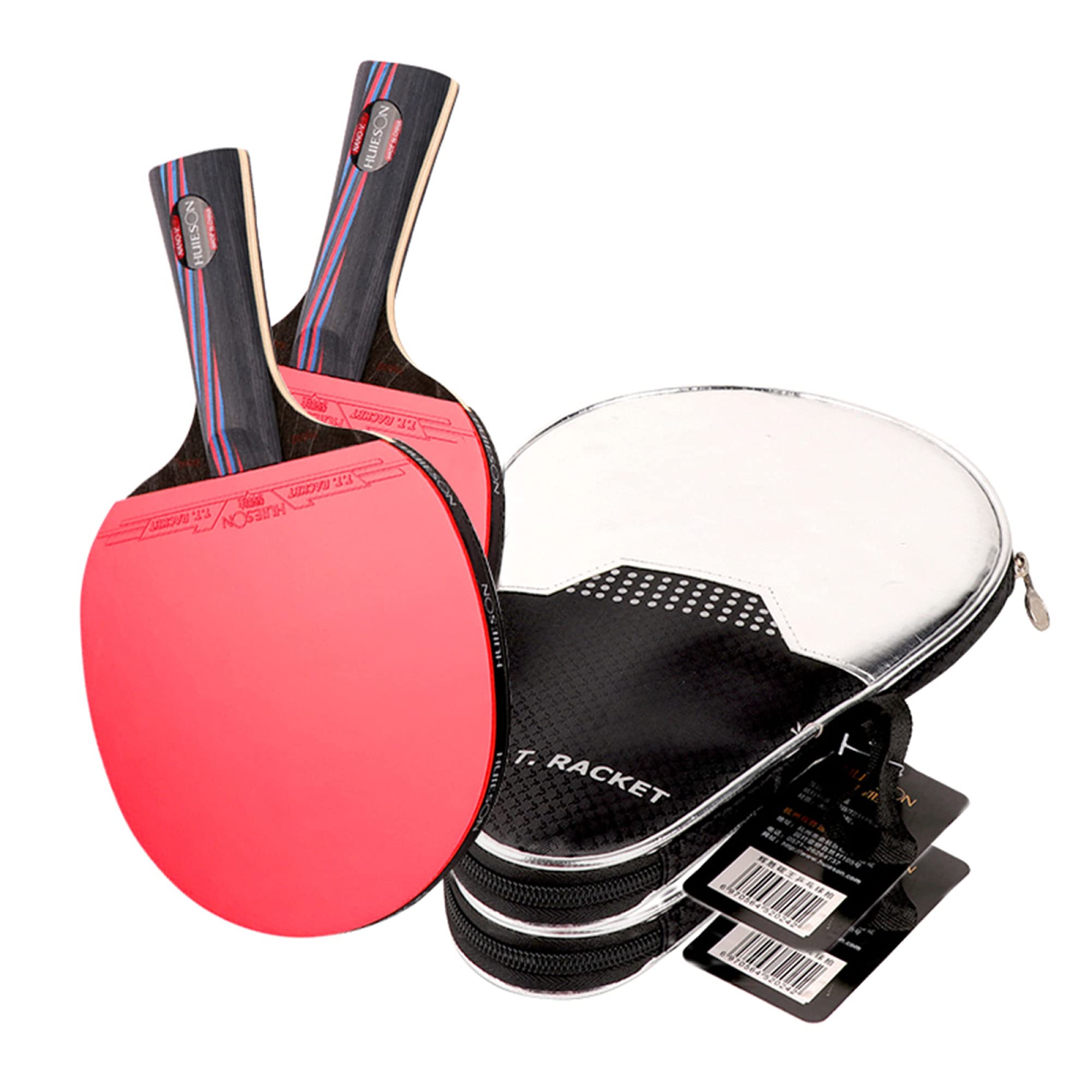 Rakieta do tenisa stołowego, Rakietka do ping-ponga treningu sportowego, guma, karbon, poziom wydajności, 2 sztuki(2 Pack,Long handle)