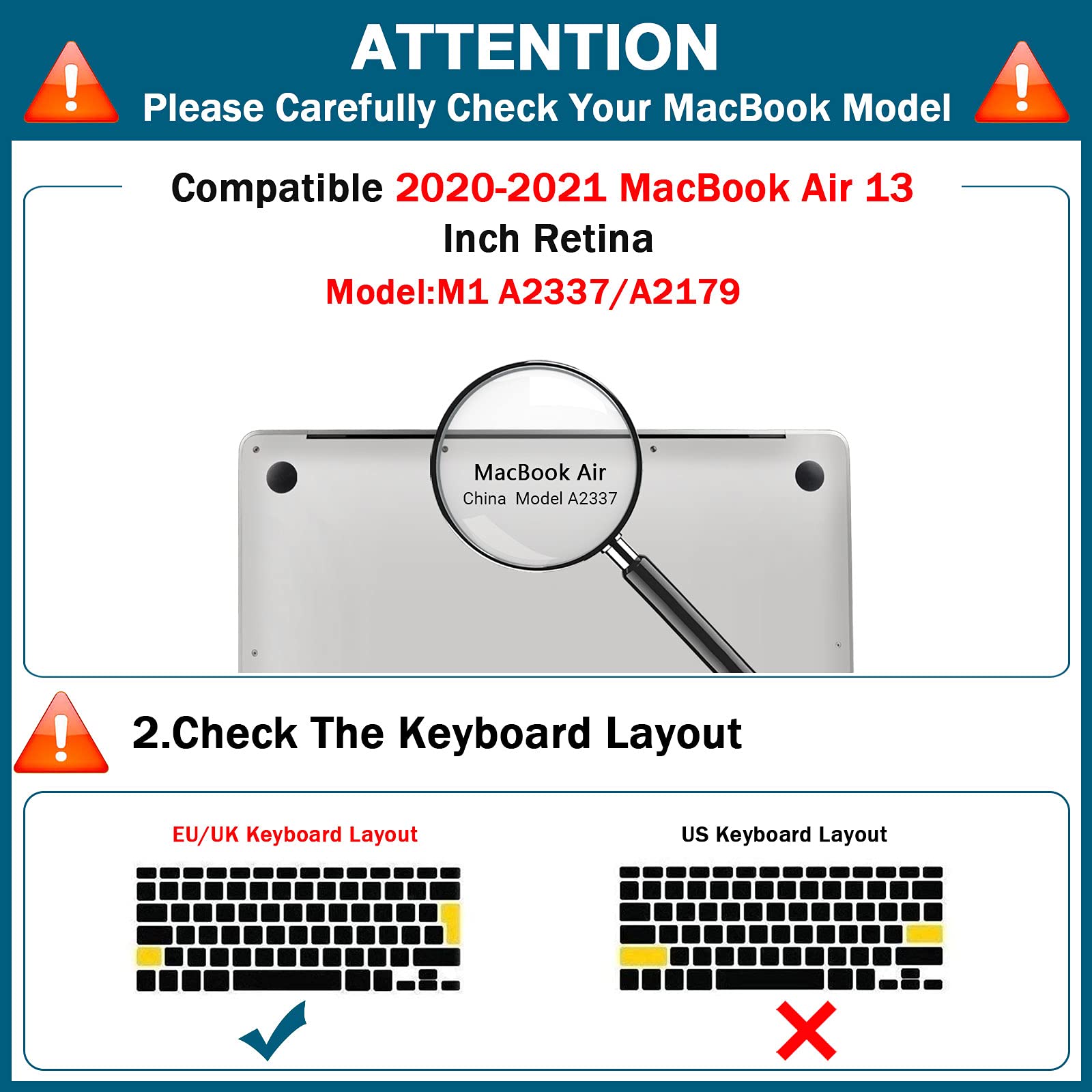 Cubierta del Teclado,ZYB TPU Protector Teclado MacBook Air 13 para 2020 MacBook Air 13 Pulgadas M1 A2337/A2179 con Retina y Touch ID, QWERTY Español Diseño, Haute Transparence Clavier- TPU Claro