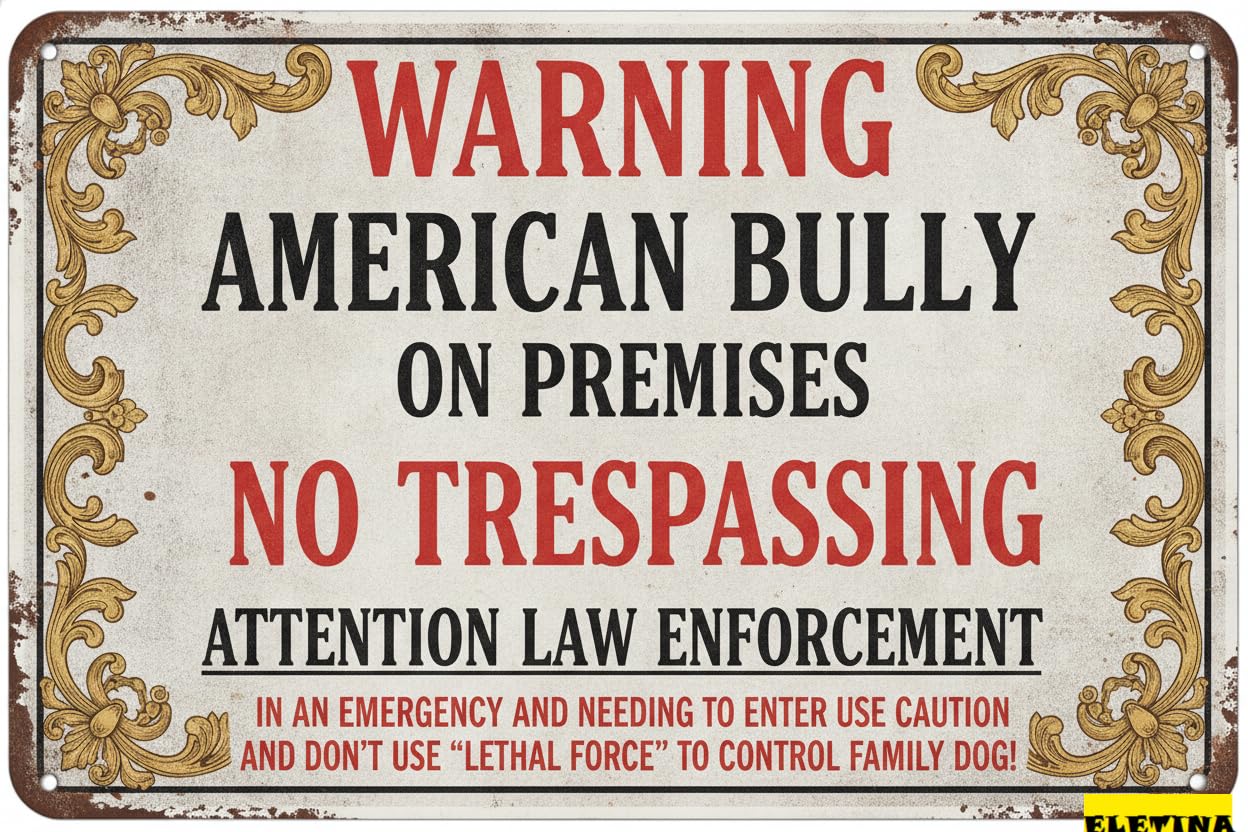 Personalized Sign for Man Cave Metal Warning American Bully Dog Fence Beware Of Dog 8x6inch Private Property Decorative
