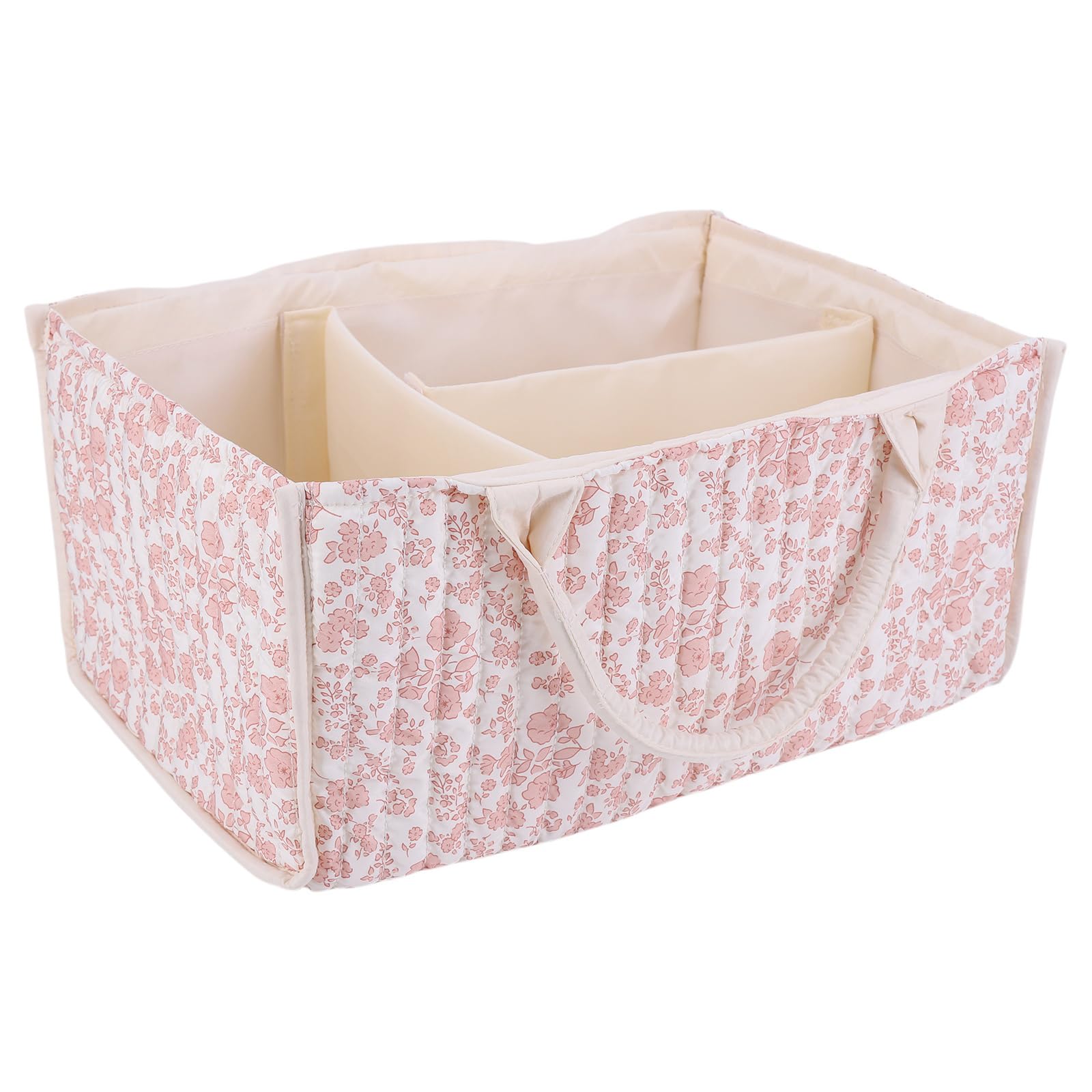 HTU Floral Diaper Caddy Organizer with Handles Large Nursery Storage Basket