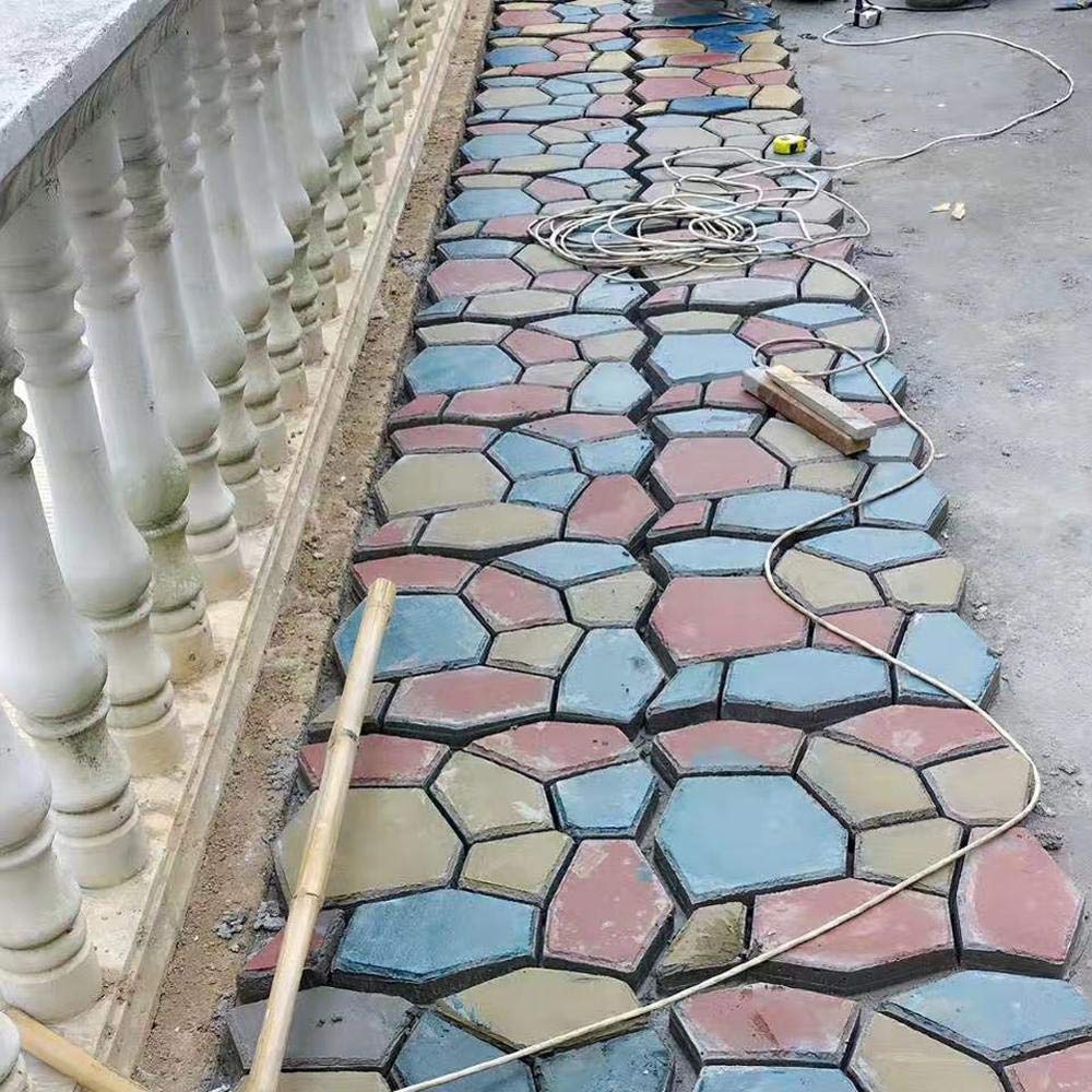 Plastikowa forma do kostki brukowej do samodzielnego wykonania ścieżki ogrodowej, wielokrotnego użytku, betonowa forma do tworzenia cegieł kamiennych, ręcznie tworzy piękne chodniki (wzór kwiatu lodu)