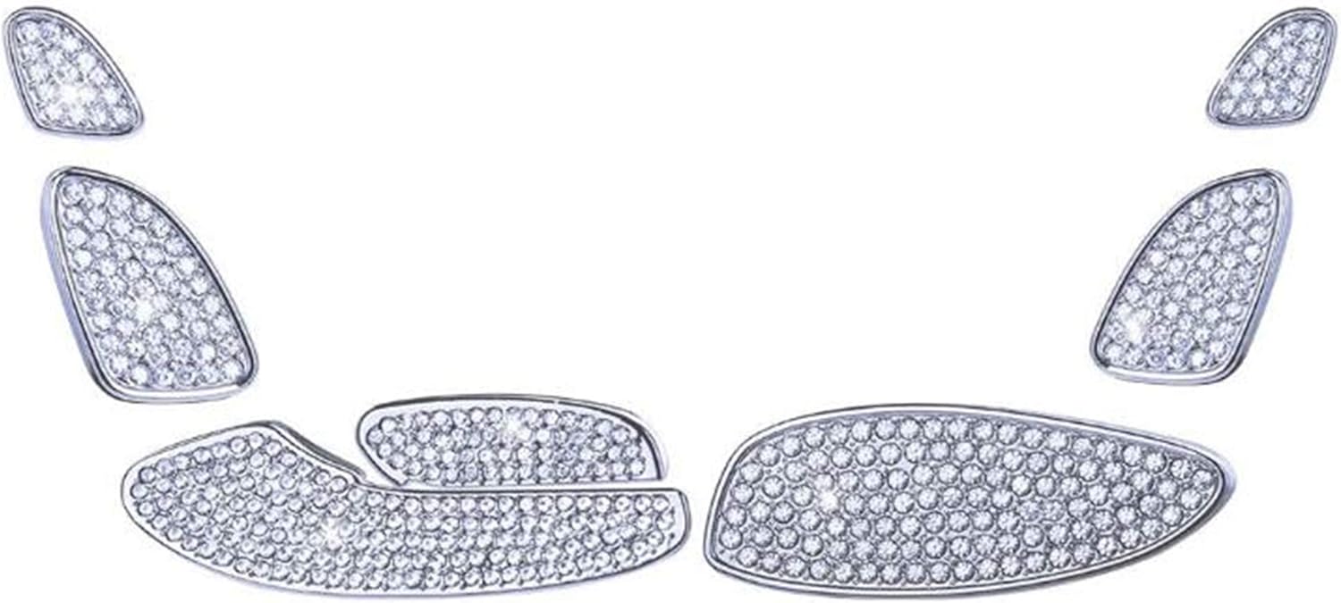 Car Interior Trim Fitting Bling Accessories for Mercedes Benz Rhinestone Decals Car Seat Adjustment Buttons Cover (Silver, E Style 8pcs/Set)