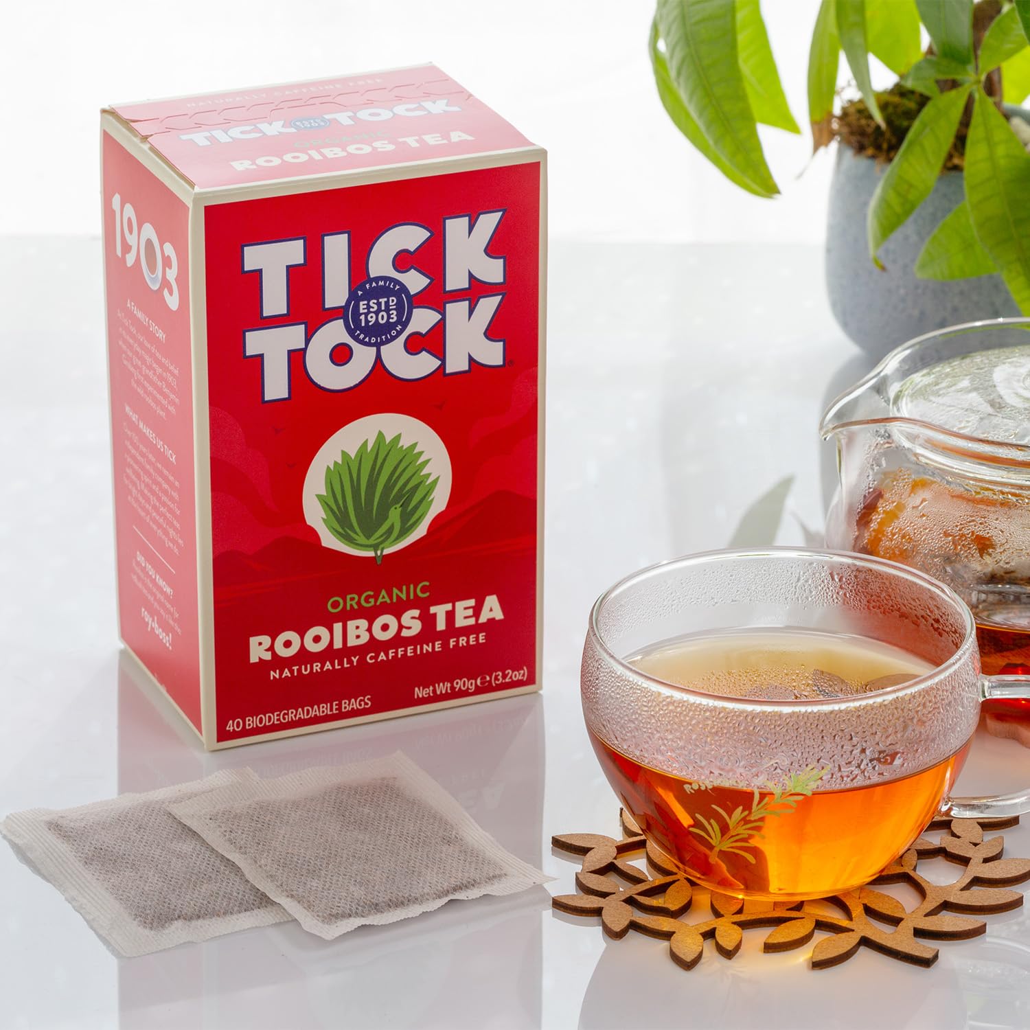 Tick Tock Tè Rooibos Biologico 40 Bustine Biodegradabili 90g