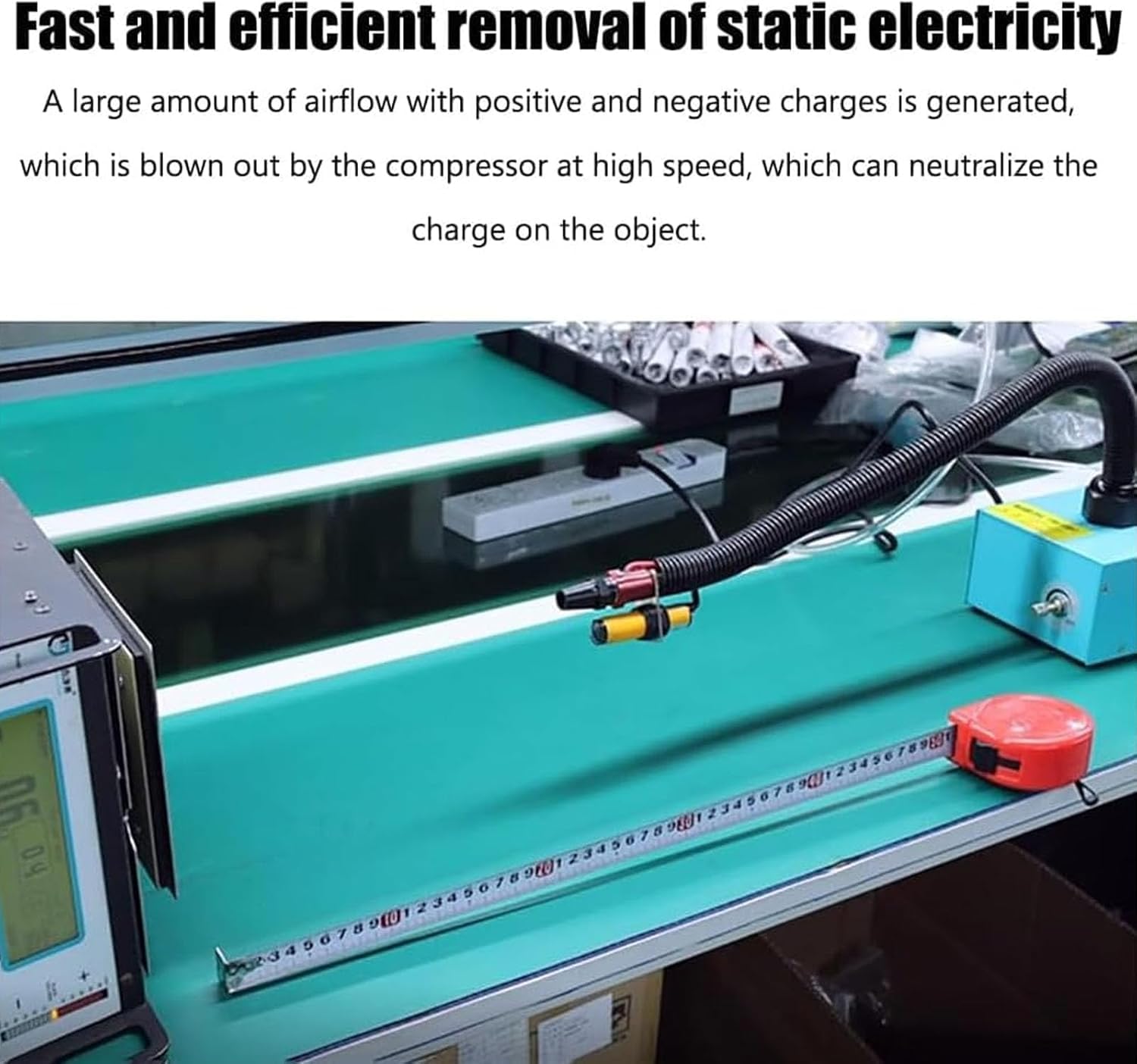 Pistola de aire antiestática, pistola ionizante autogeneradora, electricidad estática eficiente y eliminación de polvo, volumen de aire ajustable, bajo ruido, herramienta de uso industrial