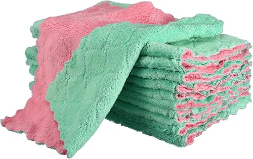 uxcell 18 paños de cocina de secado rápido, paños de limpieza de terciopelo coral para limpiar vajilla, cocina, baño, ventana de automóvil, color