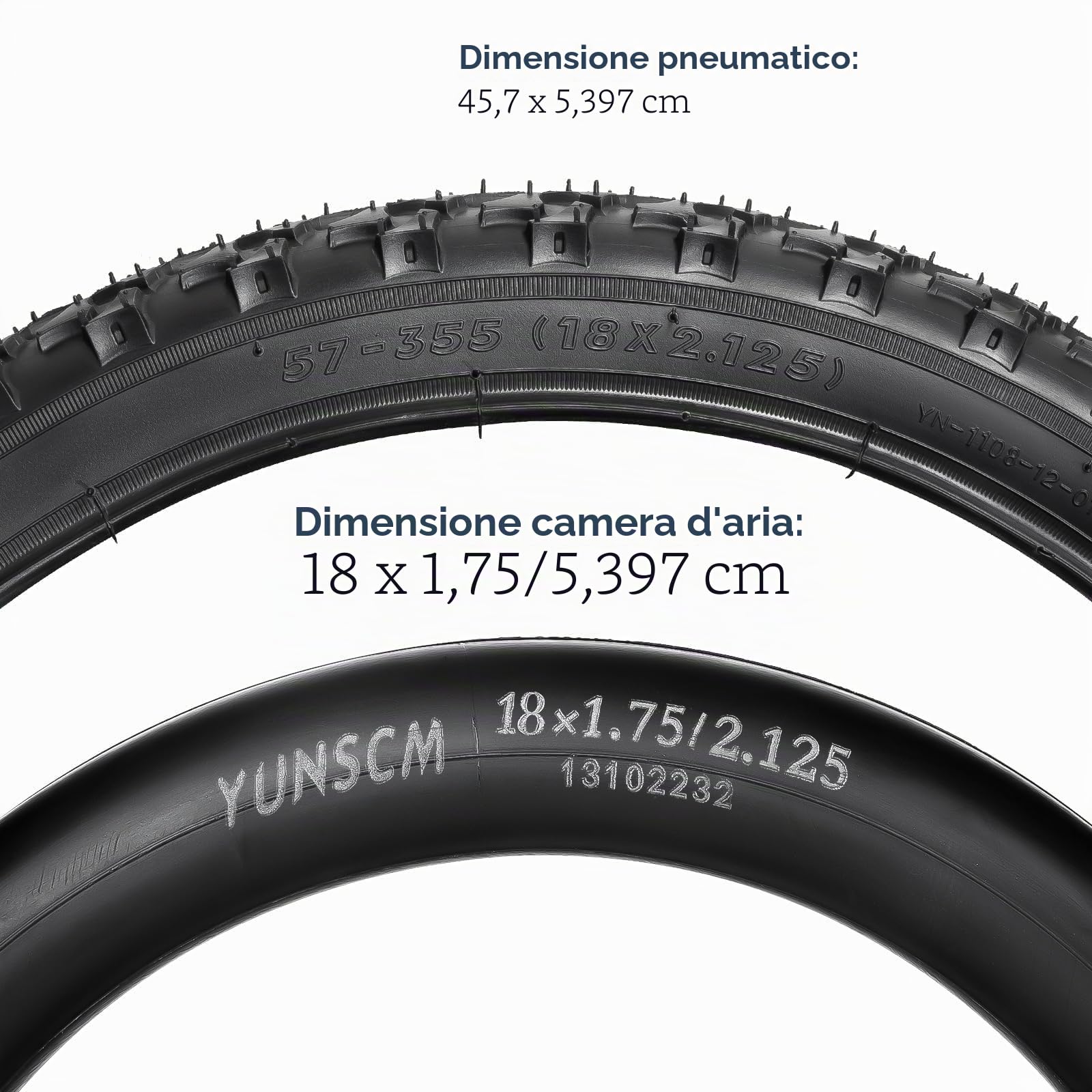 YunSCM 2Pcs Pieghevole 18 pollici pneumatici 18x2.125 ETRTO 57-355 e 2Pcs 18 pollici Camera d'aria AV32mm valvola Schrader, compatibile Bicicletta 18x2.10 18x2.125 18x2.25 Copertoni e Camera d'aria