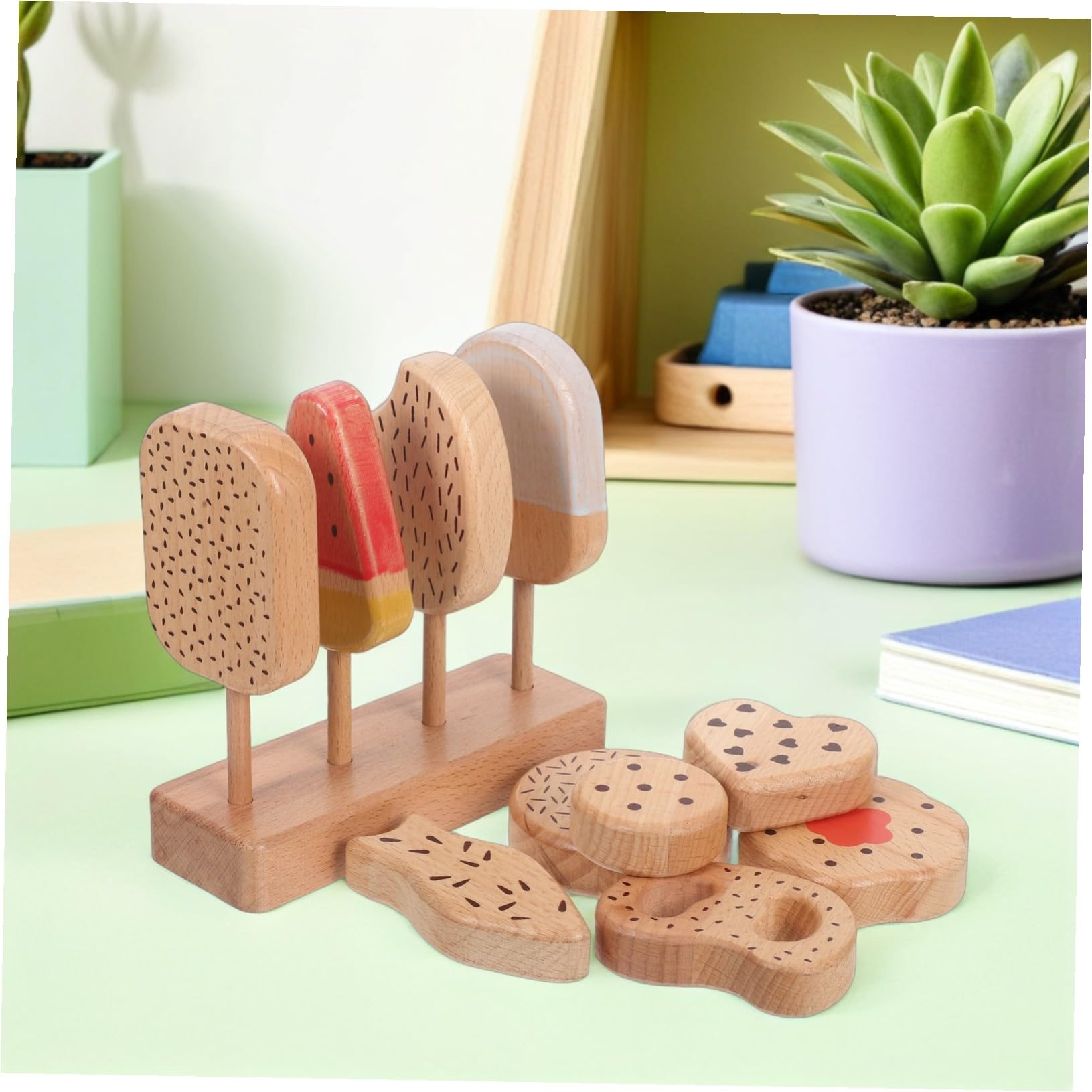 BESPORTBLE Giocattolo in Legno per Gelato e Ciambelle per Ragazzo Ragazza Cibo Finto per Cucina di Ragazzo Ragazza Accessori da Cucina per Giochi di Ruolo Decorazioni per Feste e Festival