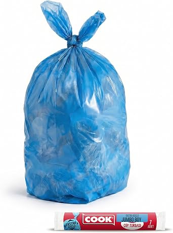 Cook Ekstra Dayanıklı Çöp Torbası, Jumbo Boy, 80 x 110 cm, 7 Yaprak, Mavi