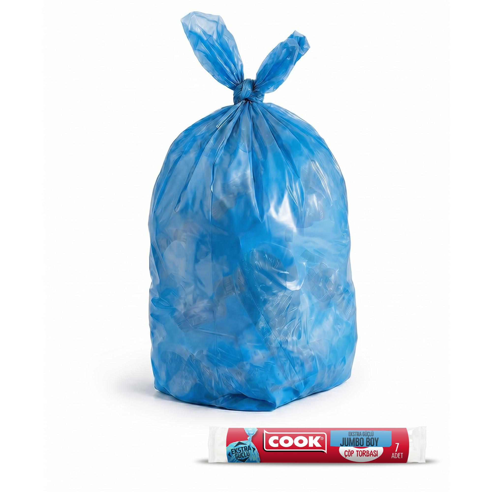 Cook Ekstra Dayanıklı Çöp Torbası, Jumbo Boy, 80 x 110 cm, 7 Yaprak, Mavi