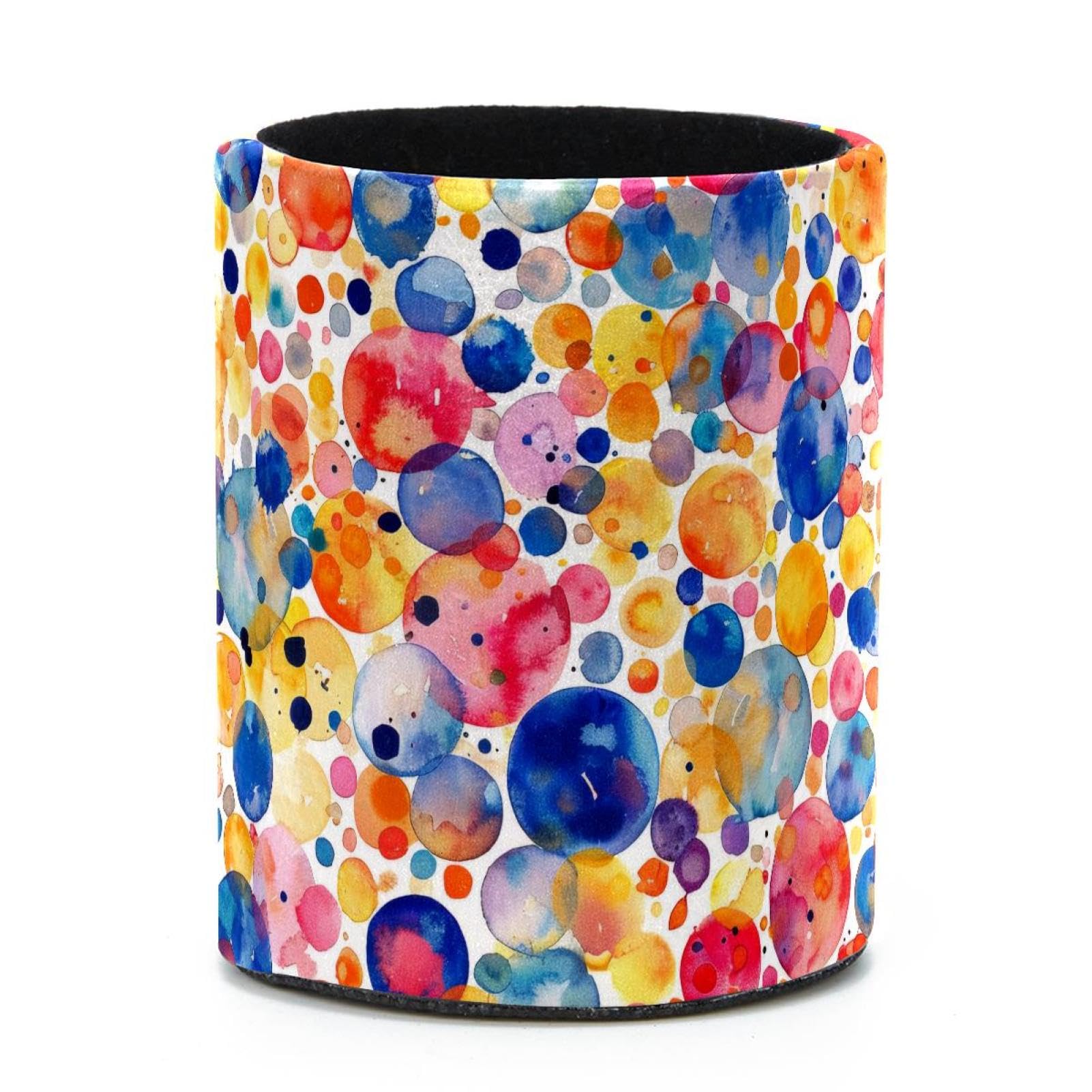 VAPOKF Round Pencil Holders for Desk, Colorful Splash Circles Pattern Pen Holders Pen Pot Makeup Brushes Storage Desktop Stationery Supplies Organiser for Home Office