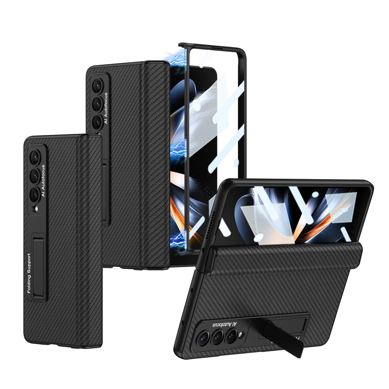 Midkart Leather Magnetic Cover Compatible with Samsung Galaxy Z Fold 4 with Hinge Protection Front Glass Case Kickstand Protective, Black (B0D6G7XF4B) Amazon Price History, Amazon Price Tracker