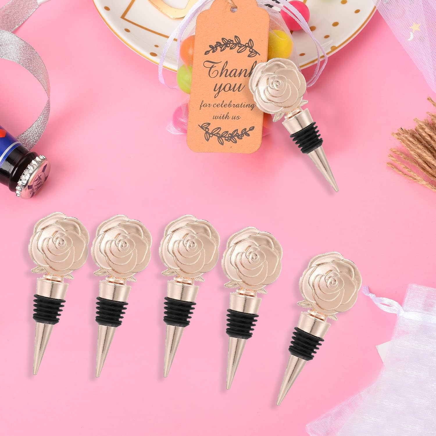 2 PACK Rose Wine Stopper, Bottle Stopper Wine Saver Reusable Wine Corks Beverage Wine Preserver Wine Saver Keep Wine Fresh Wine Accessories Gifts Wine - View #9