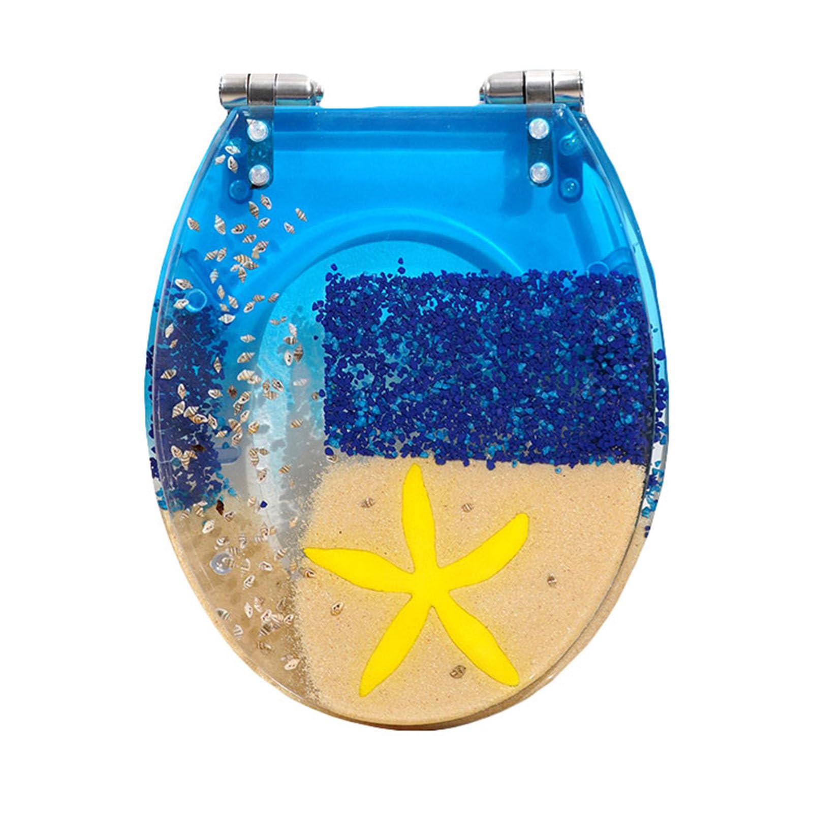 Toilet lid, Resin Toilet Seat Round Purple Slow Close Quick Release Easy to Install Clean 16.5" × 14.2(Blue)
