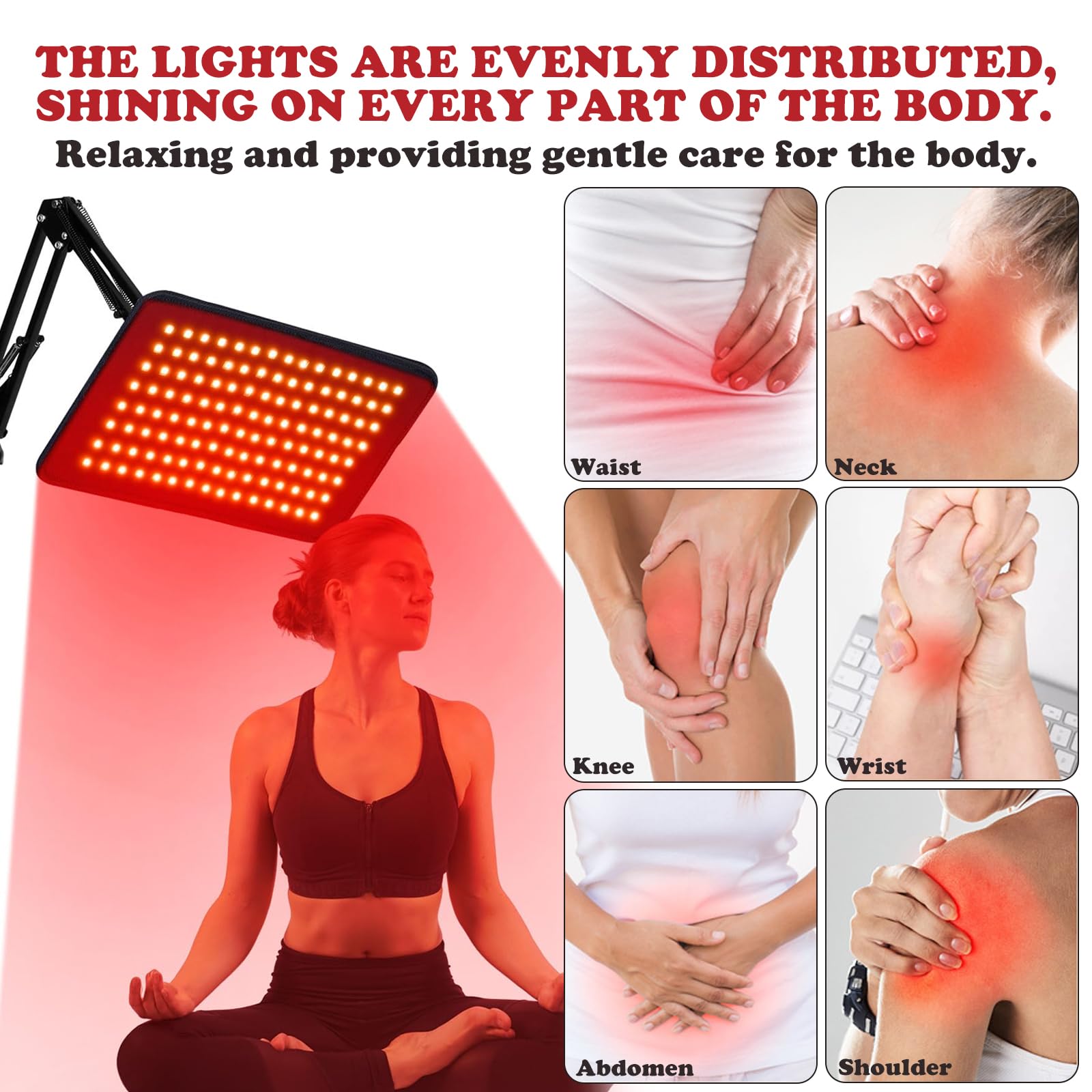 Lámpara de luz roja para cuerpo entero y cara, lámpara de pie de luz roja, lámpara de infrarrojos con 660 nm, 850 nm y 940 nm, 3 modos y 5 niveles de brillo y temporizador de 10/20/30 minutos, luces