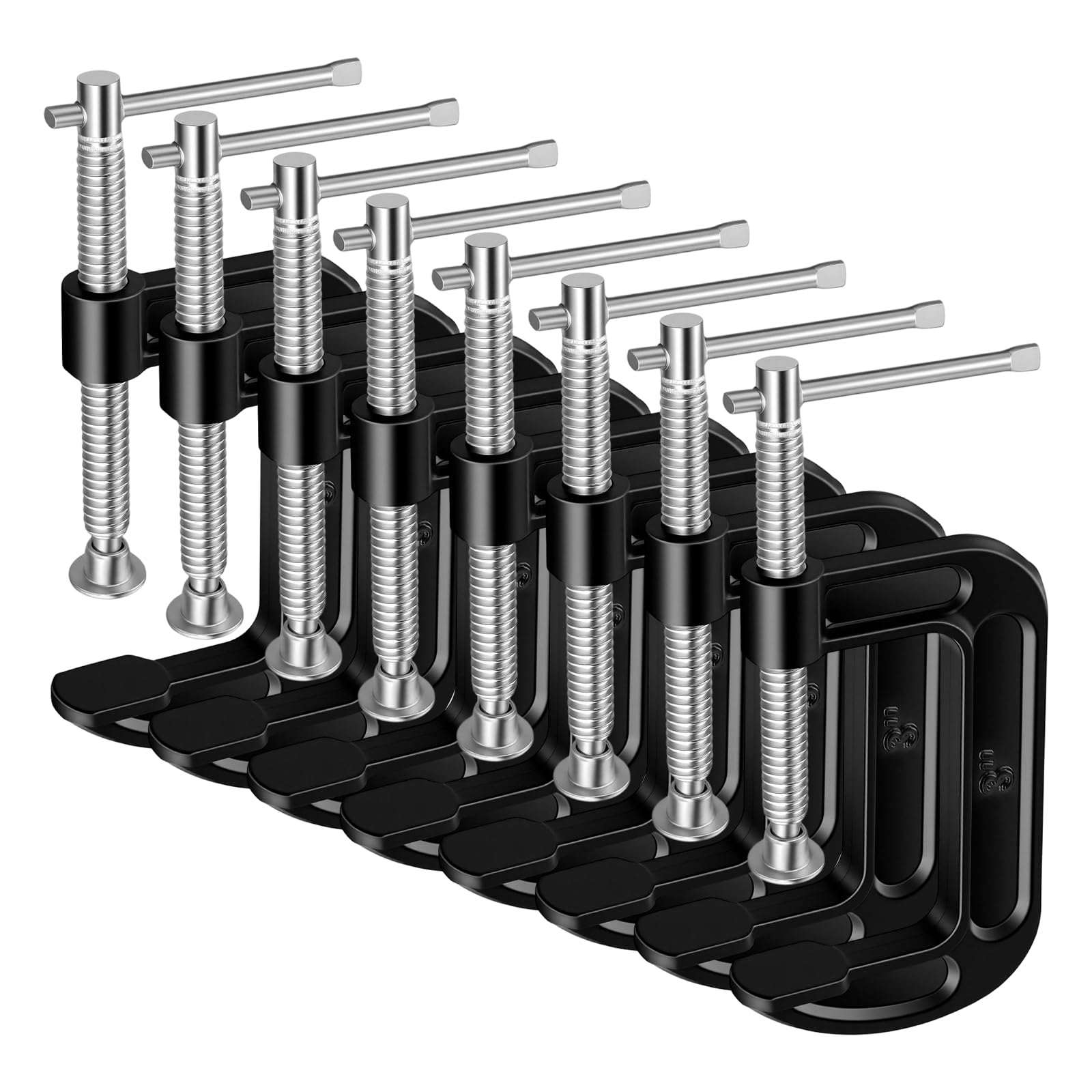 SOUJAP 8 Pack 3 Inch C Clamp Set, Cast Iron G Clamp for Woodworking and Welding, Black, 80mm Jaw Opening, 50mm Throat Depth