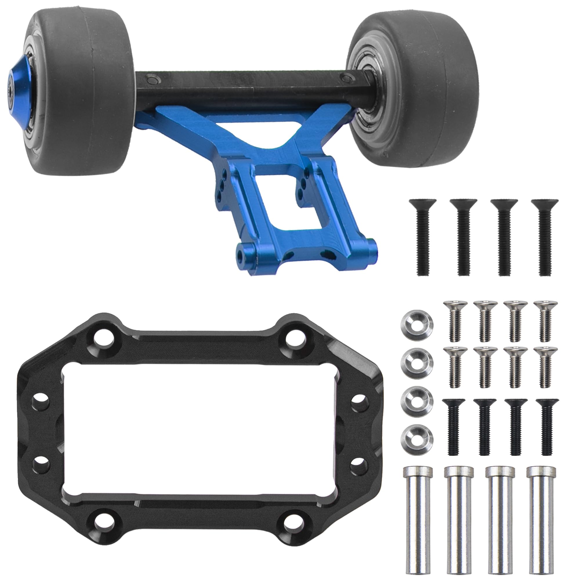 RC Wheelie Bar Set Front Stand Up Wheel Upgrades Part & Metal Steering Servo Mount Set