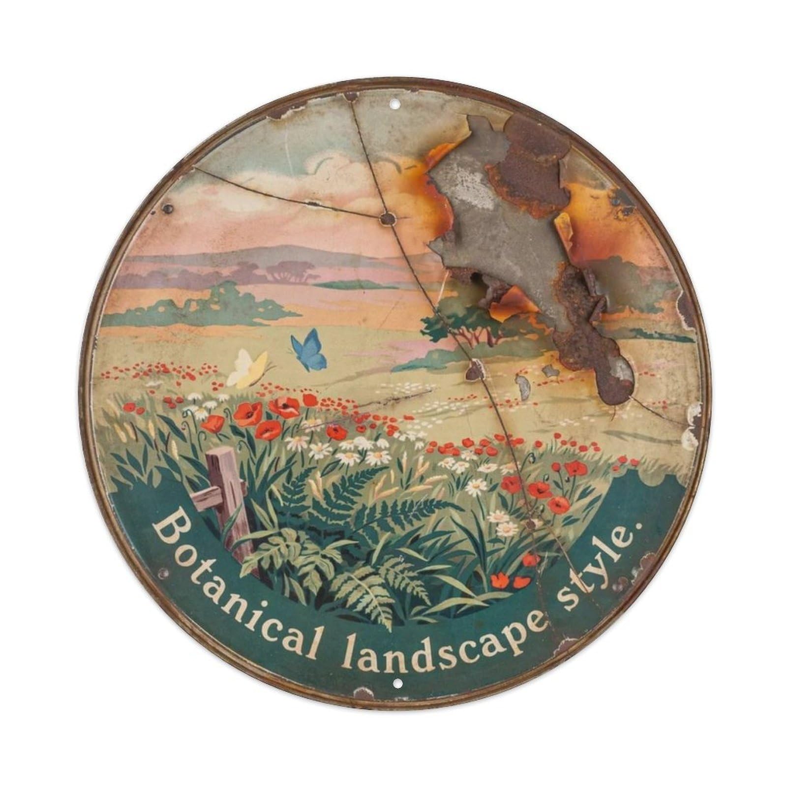 Botanical Landscape Style Metal Tin Sign Plaque