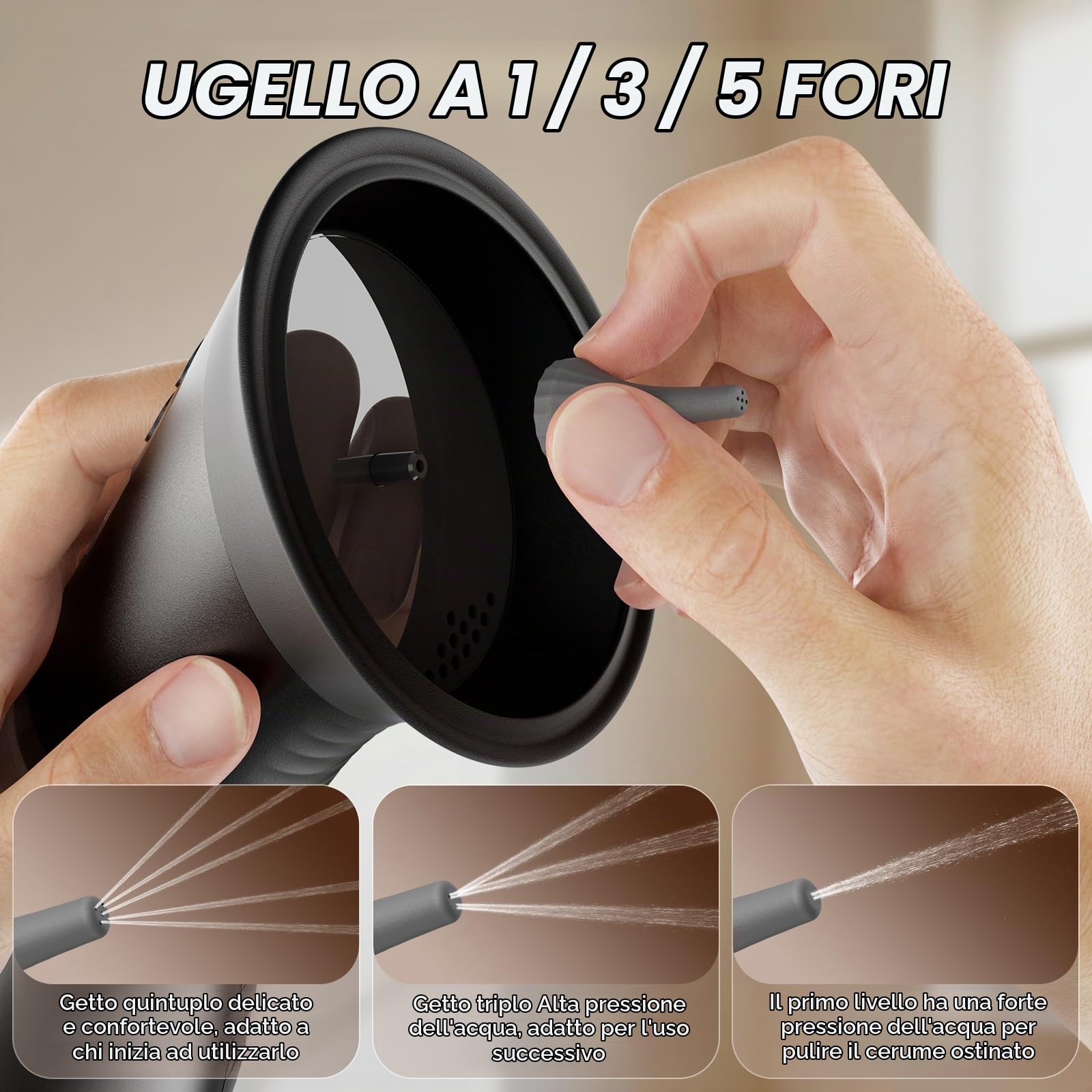 2 in 1 Pulitore Elettrico per le Orecchie con Doppio Serbatoio, 3 Modalità di Pulizia Orecchie per ricaricabile, Pulisci Orecchie con Display a LED, Pulitore Orecchie dotato di 12 punte
