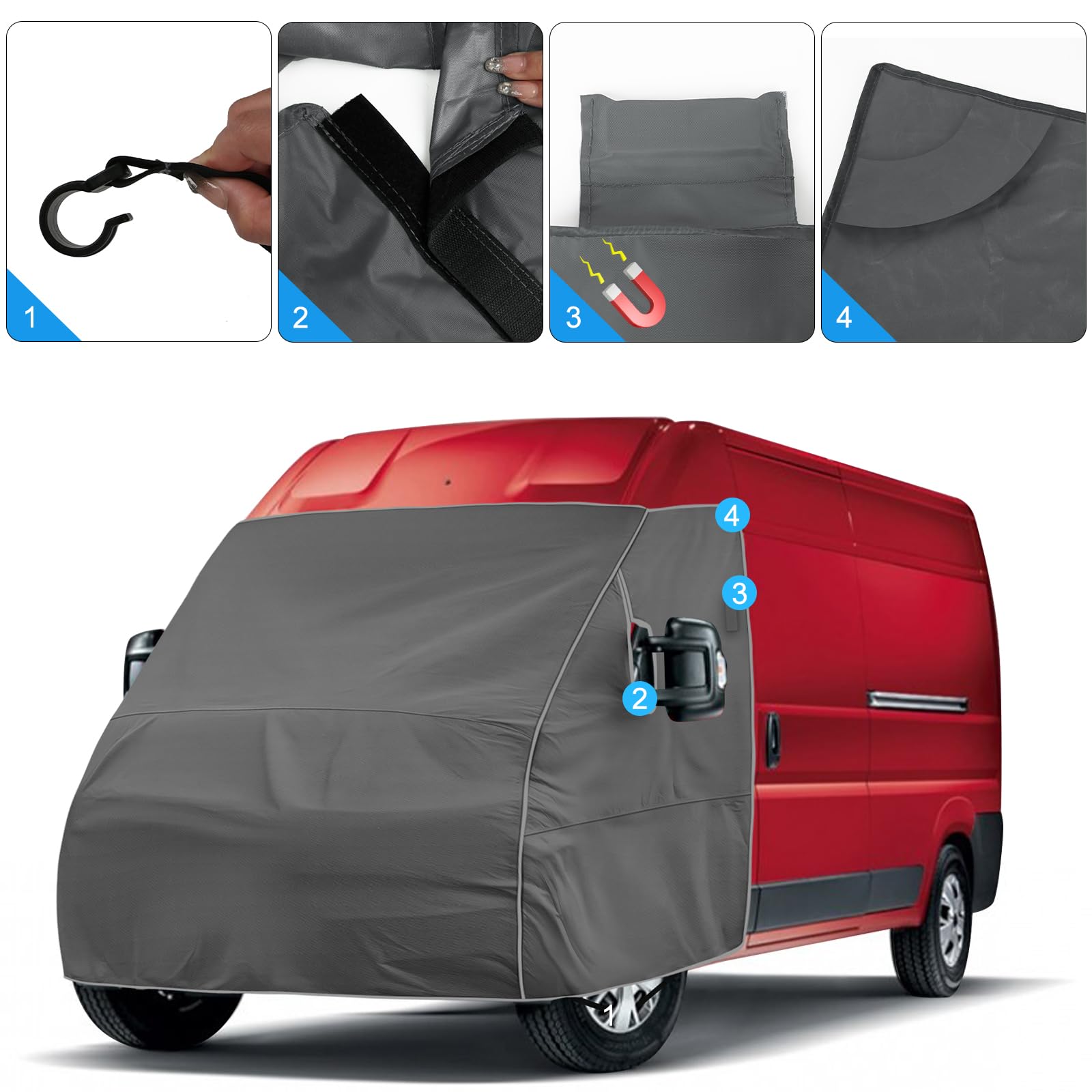 Przednia osłona przedniej szyby kompatybilna z Fiat Ducato Peugeot Boxer Citroën Jumper 2006 - Opel Movano 2021 - Plandeka ochronna na szybę przed śniegiem, lodem, słońcem, mrozem