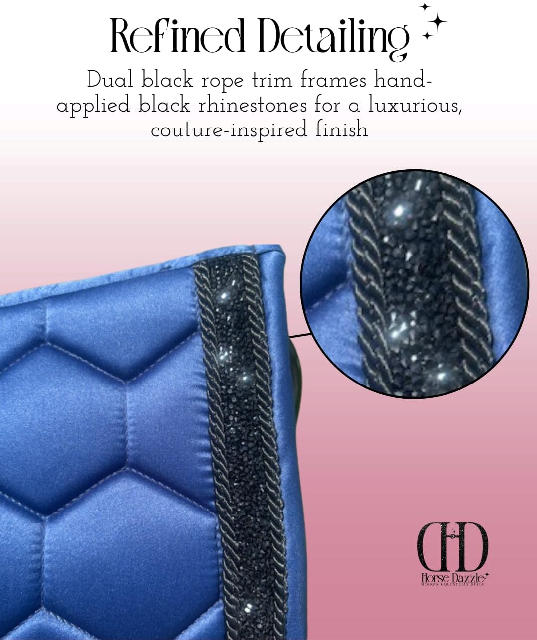 Horse Saddle Pad with Crystal Trim - Luxurious Dressage Saddle Pad & English Saddle Pad for Horses - Stylish and Quality Equestrian Riding Gear