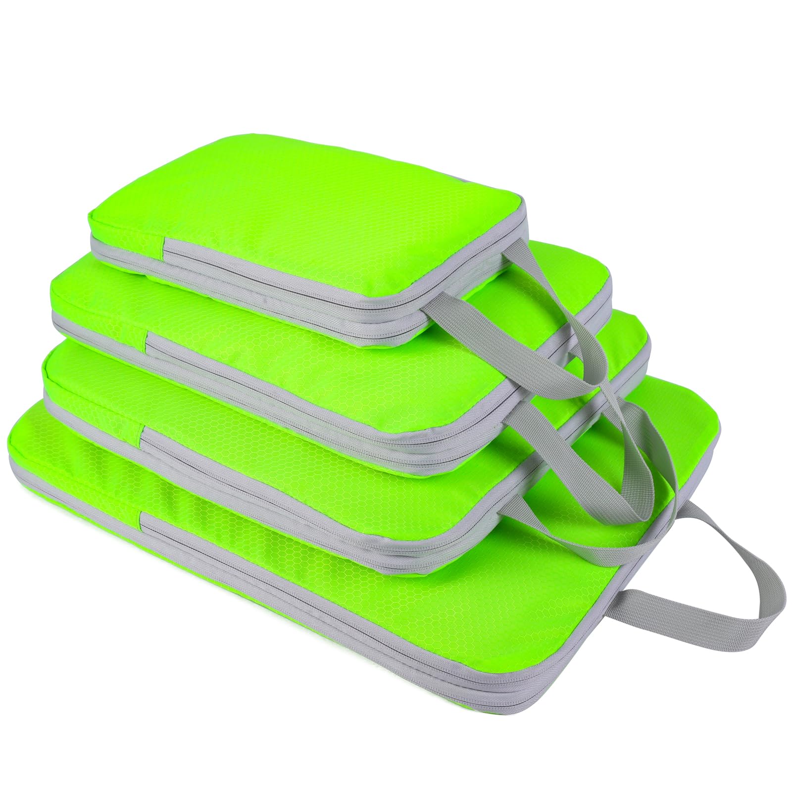 COVAX4 Set Compression Packing Cubes, Travel Luggage Organizers and Storage Packing Cubes, Fluorescent Green