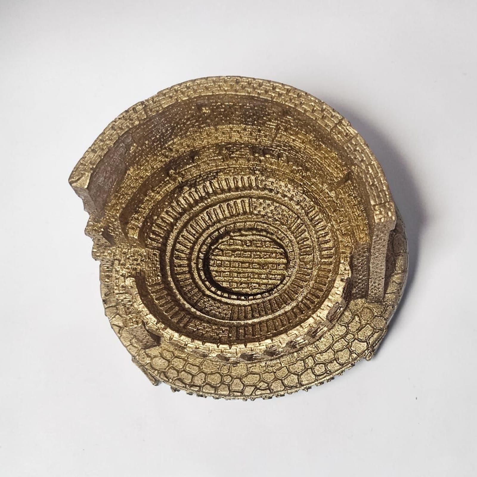 Inventive Art Creation Colosseum Sculptural Decor Piece, Weathered Finish, Architectural Statue, 10 cm x 6.3 cm (Ashen Bronze) 1