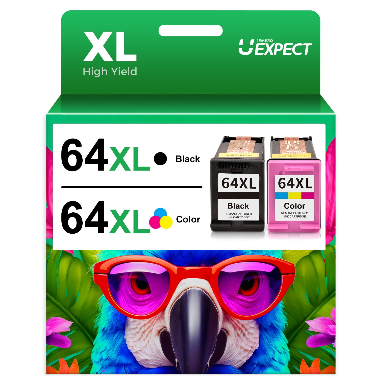 64XL Ink Cartridge Combo Pack Replacement for HP 64 Ink Cartridges Black and Color Combo Pack Compatible for HP 64 Ink Fits for HP Envy Photo 7855 7858 7155 7120 7800 6252 6255 7158 7100 Tango Printer