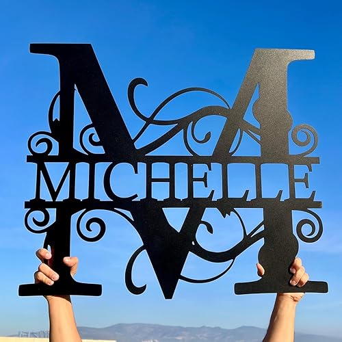 Personalized Metal Name Signs, Split Letter Monogram Wall Art Decor,