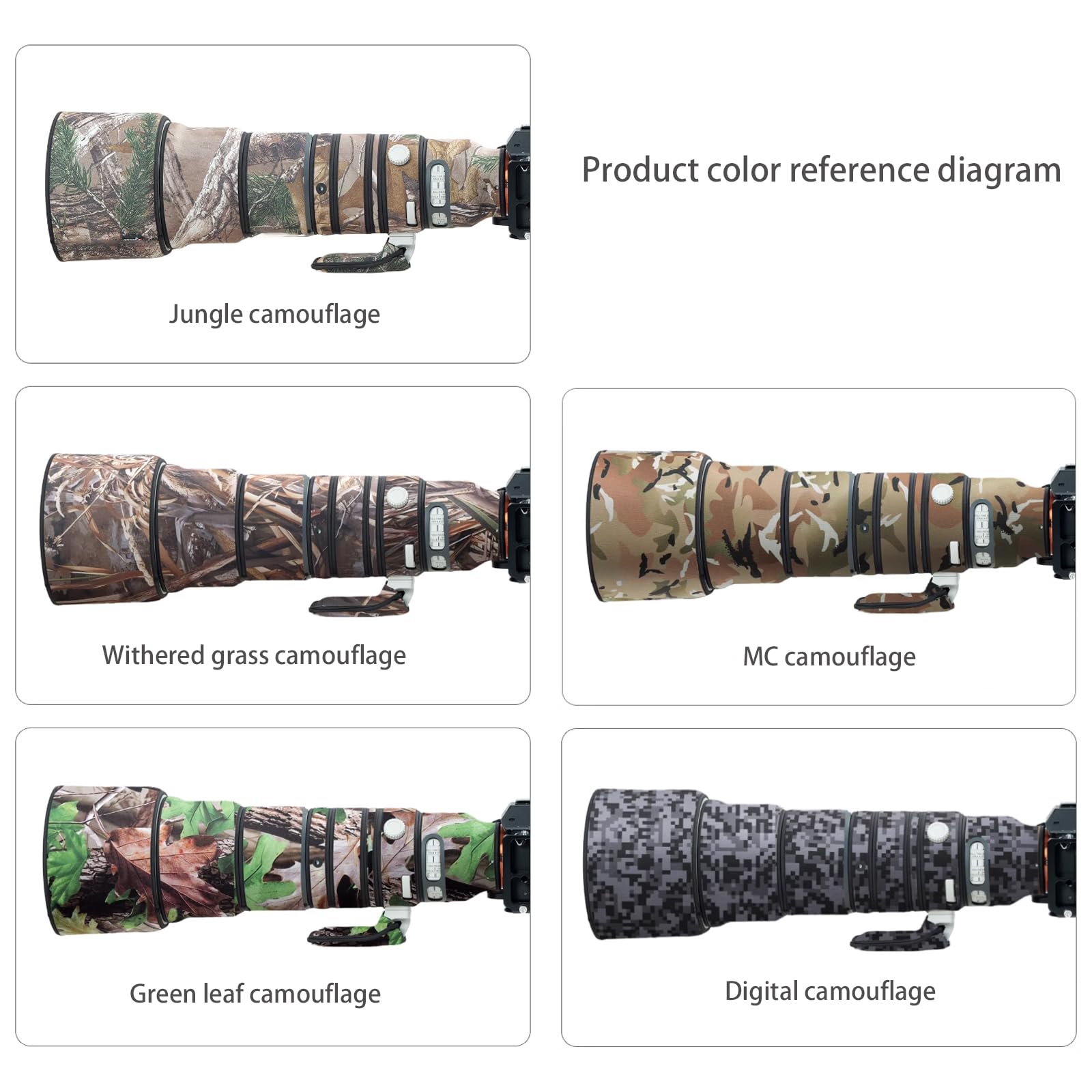 Osłona obiektywu do Nikon AF-S 600 mm F/4 E VR pokrowiec ochronny obiektywu aparatu kamuflażowego (kolor #zielony liść kamuflaż - wodoodporny) osłona przeciwdeszczowa
