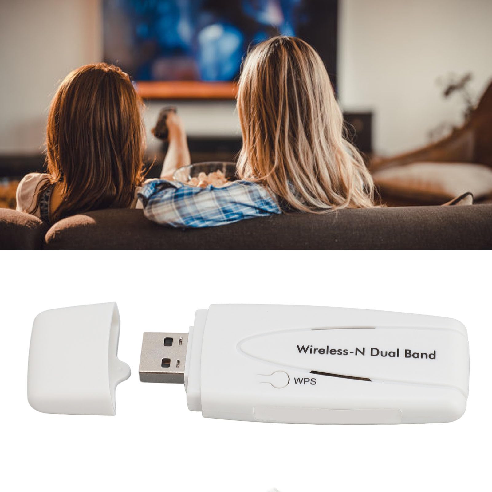 Adaptador Inalámbrico de Doble Banda, Adaptador LAN Inalámbrico de 300Mbps para Chipset Ralink RT3572 Adaptador WiFi USB 2,4G 5,8G de Doble Frecuencia