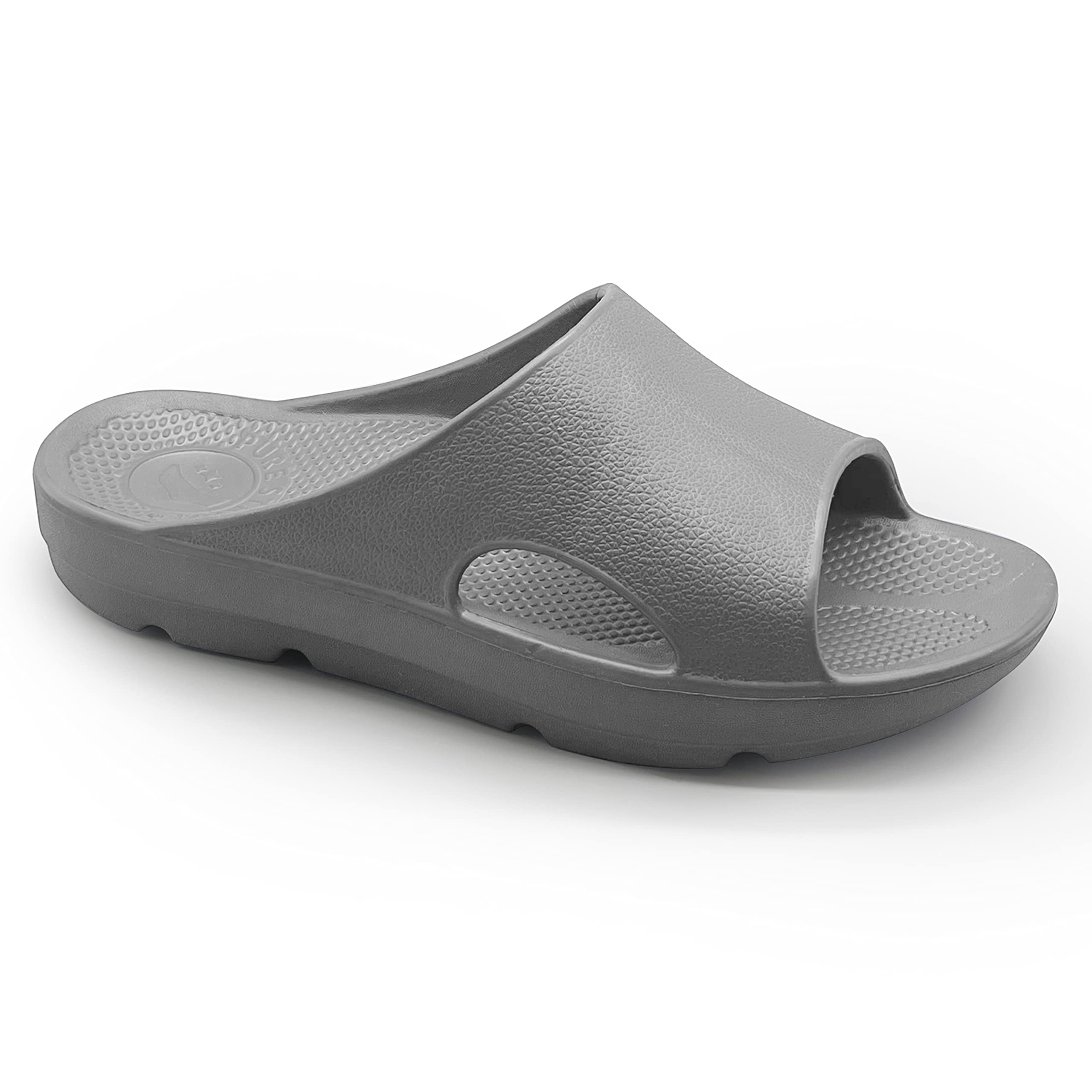 Pure Stride Therapeutische Slides, orthopädische Sandalen für Plantarfasziitis, Mittelfuß- und Fersensporn, zur Schmerzlinderung und Unterstützung des Fußgewölbes, GRAU, 13 Women/12 Men