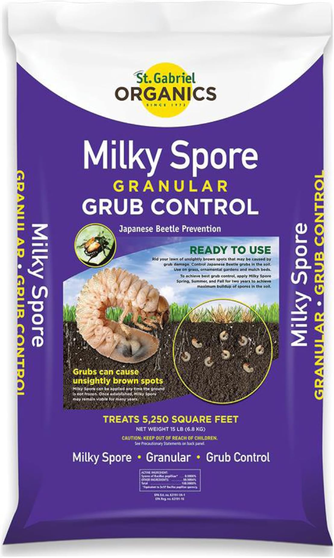 St. Gabriel 80015 Organics Milky Spore Granules - 5250 sqft Coverage