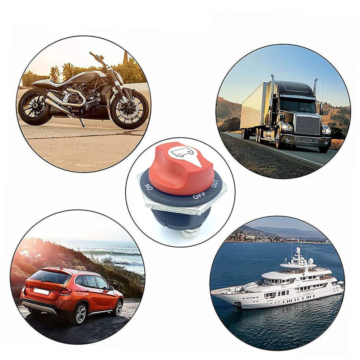 12v-24v Car Battery Cut Off Switch Rv Power Cut Off Disconnect Isolator Safe Brass Plastic Power Switch on Off for ATV Boat Utv