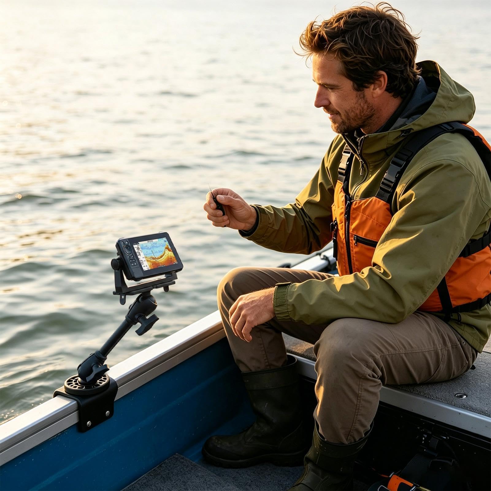 Supporto Fish Finder Da Kayak Porta Trasduttore Rotante A 360 Gradi | Supporto per scandaglio di profondità con asta estensibile Adatto a fotografia sport outdoor mare fiume lago barca da
