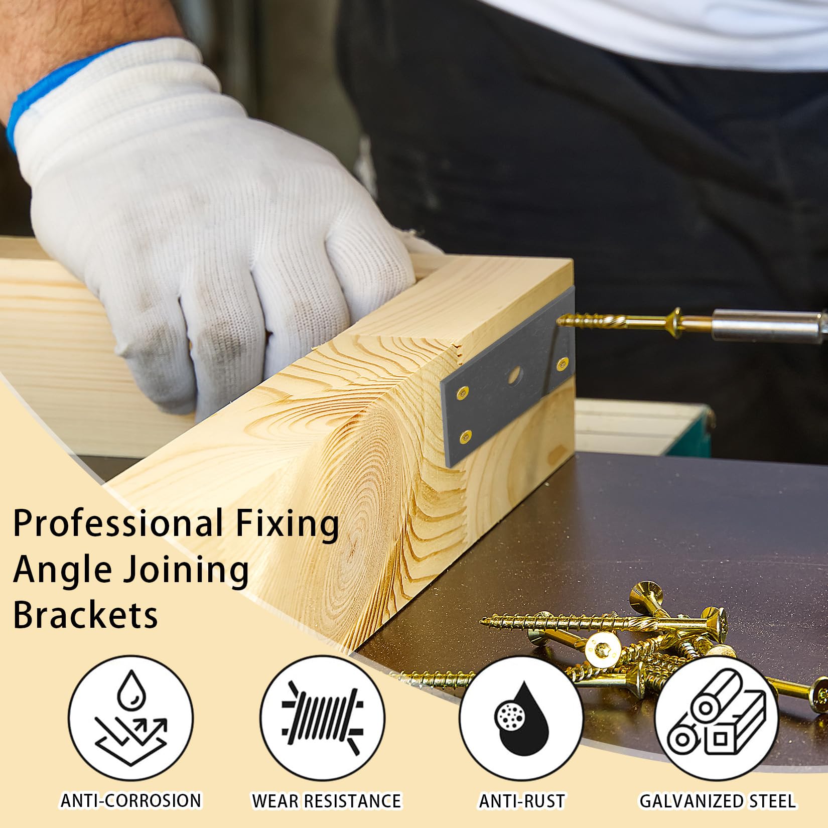 10 Pcs Metal Angle Brackets for Wood Heavy Duty Corner Connectors for Wood Right Angle L Brackets for Timber L Shaped Connectors for Fixing Joining Furniture Shelves 2.6x2.6x1.5" - Image 3