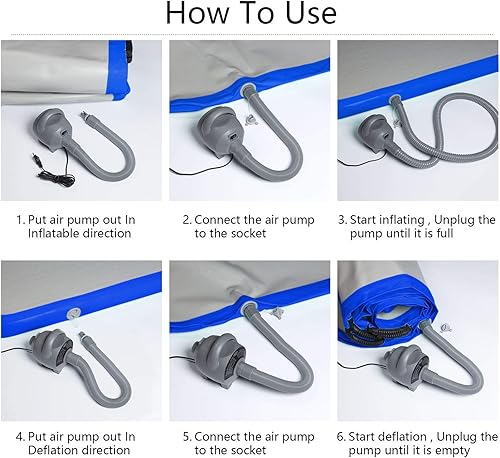 Miniatura 5 de EZ GLAM Colchoneta inflable de gimnasia de 10131620 pies con bomba de aire eléctrica para animadoras, prácticas, playa, parque, uso doméstico