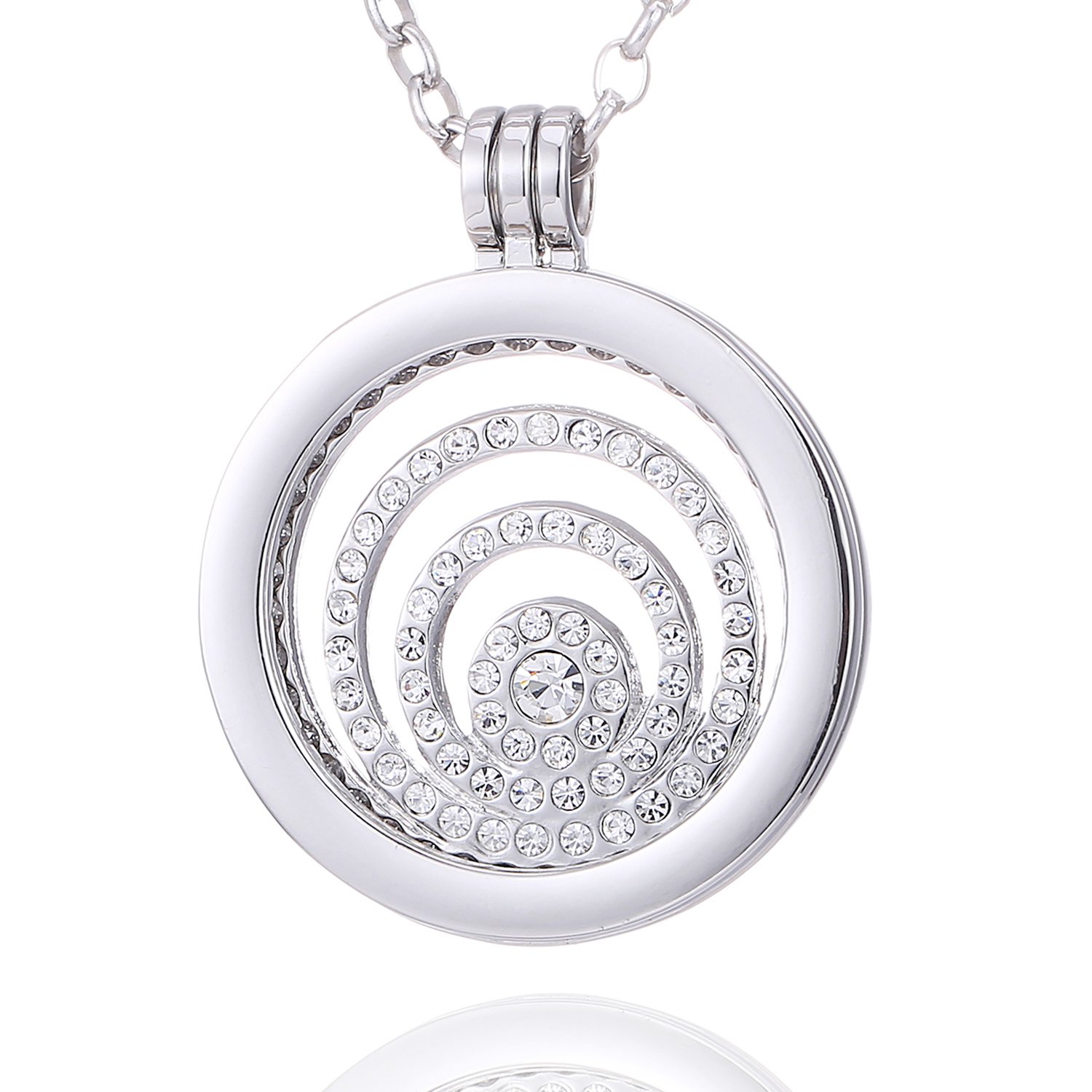 Morella Mujeres Collar 70 cm Acero Inoxidable y Colgante Amuleto Coin 33 mm en Bolsa para Joyas — view 10