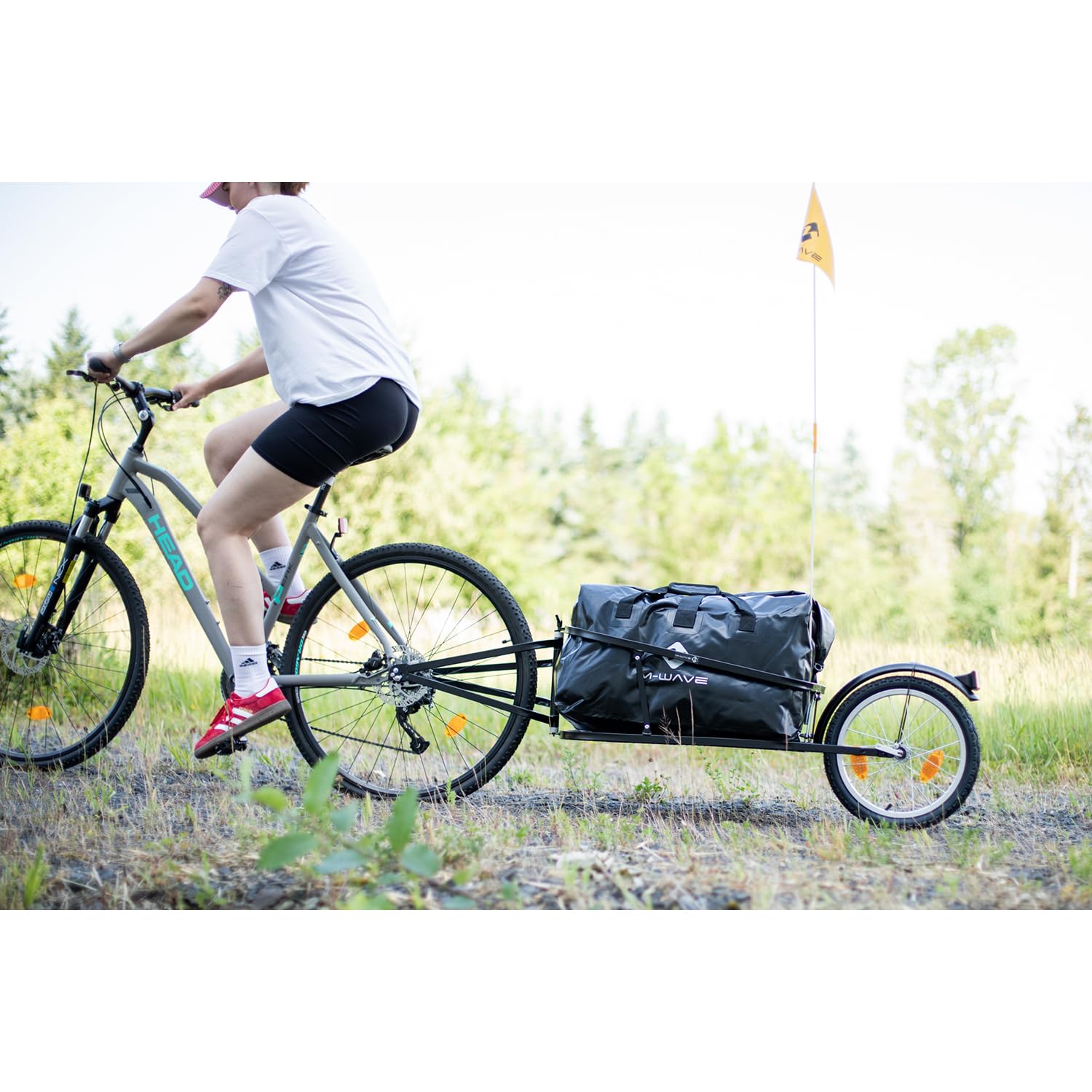 M-Wave Stalwart Single 40 Einspur Gepäckfahrradanhänger, Fahrradanhänger, Lastenanhänger, Einrad-Anhänger, Transportanhänger, Gepäckanhänger mit Tasche, Tragkraft 35 kg.