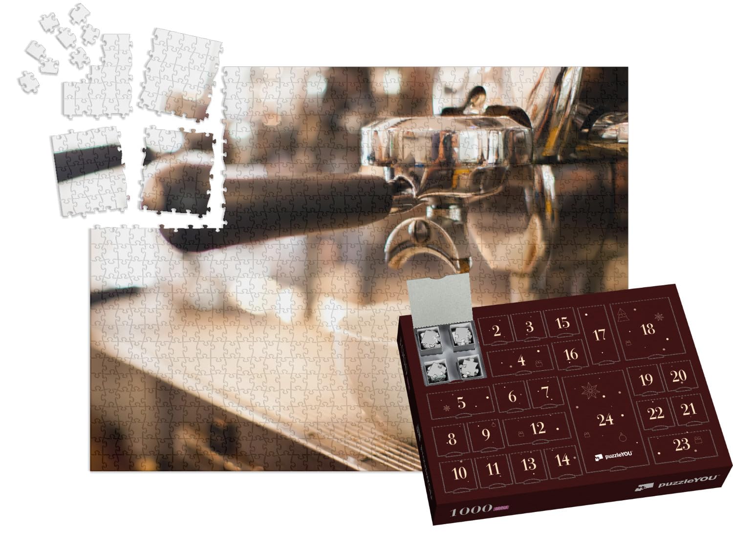 puzzleYOU: Puzzle-Adventskalender | „Köstlich frischer Kaffee aus der Siebträgermaschine“ – aus der Puzzle-Kollektion Kaffee