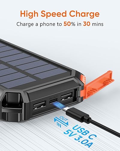 Miniatura 3 de Riapow 26800mAh cargador solar inalámbrico cargador portátil y 27000mAh banco de energía solar con cables