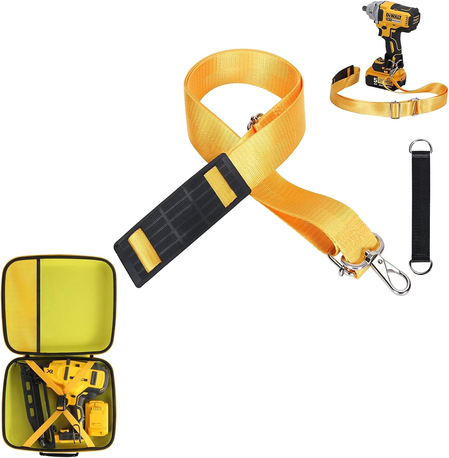 Khanka Adjustable Drill Shoulder Strap Holder and Case for DEWALT 20V MAX* Finish Nailer Angled 16GA (DCN660B)