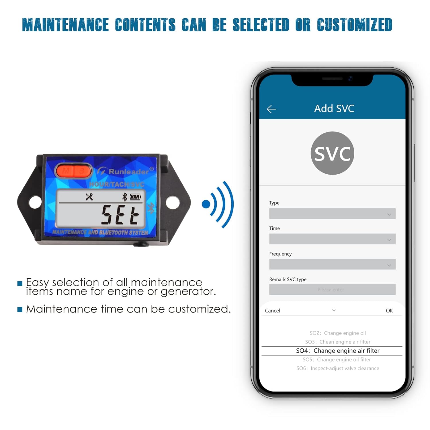 Buy 2 pieces Runleader Digital Bluetooth Hours Tachometer, APP Remote