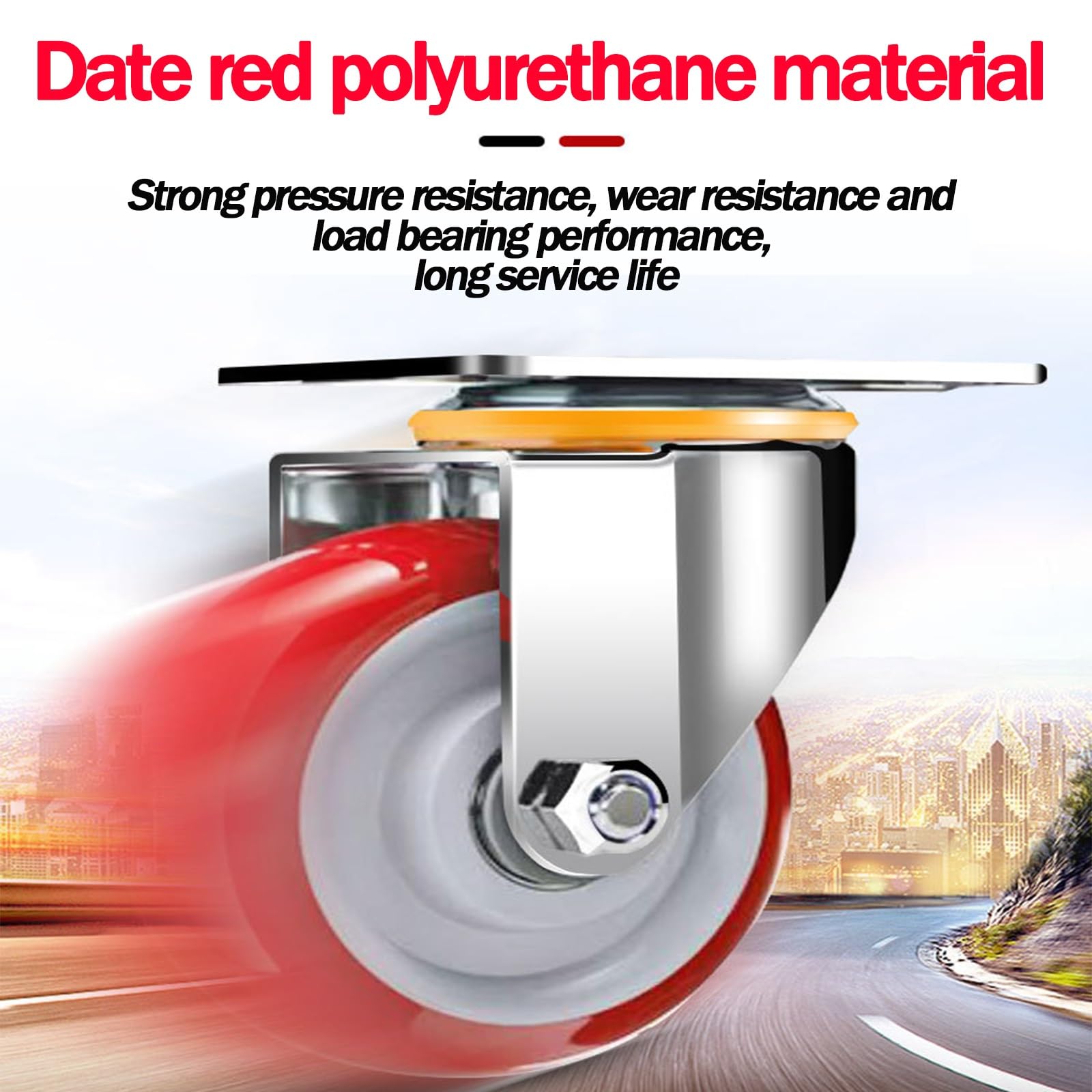 Rotelle Girevoli Set di 4 Ruote per Mobili Ruota in Poliuretano Silenziosa da 3 Pollici Rotella Industriale for Impieghi Gravosi Rotella Resistente all'Usura(Brake+Directional,3in)