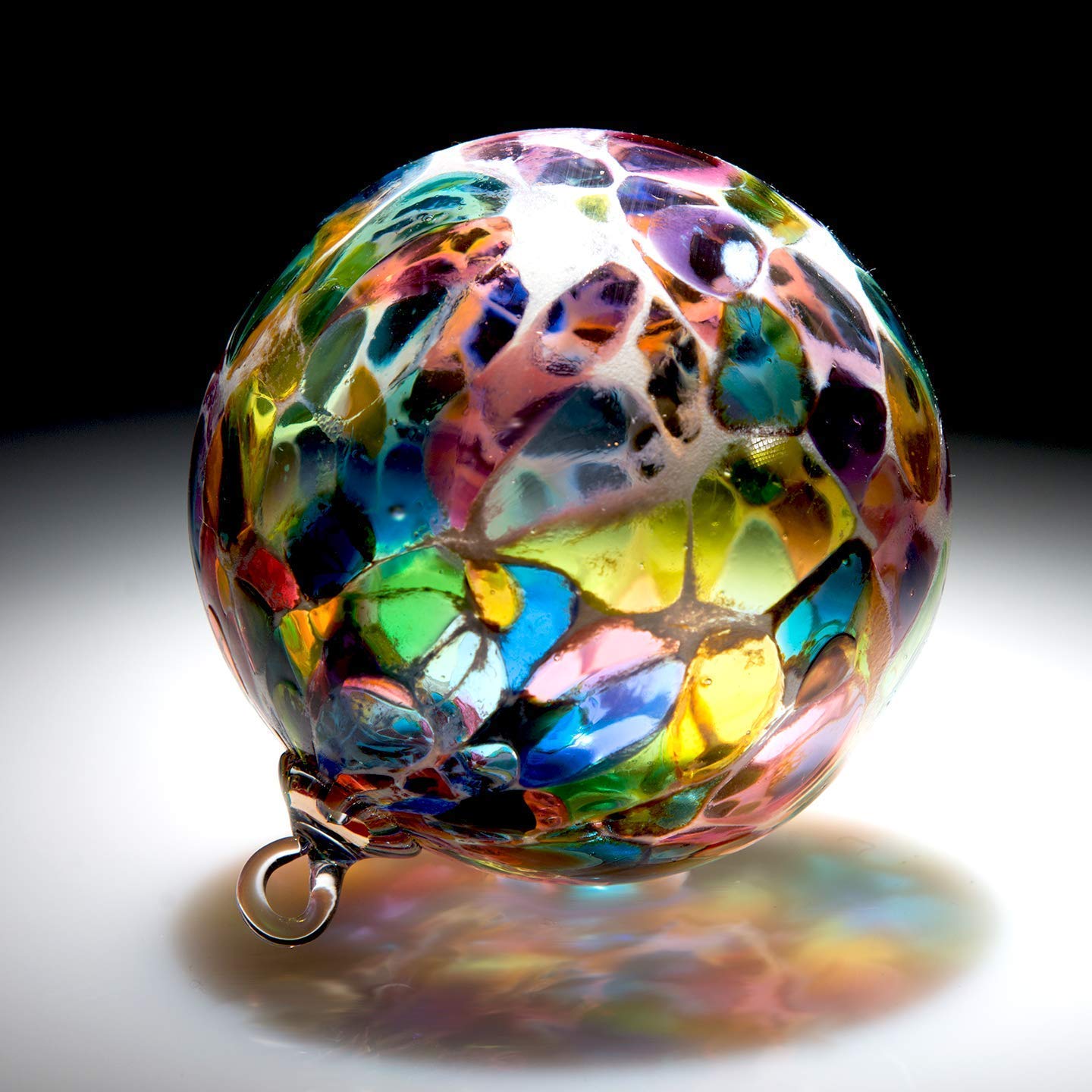 Hand Blown Glass Ornament - Suncatcher - Witches Ball - in “Magic Mix White Powder” Dehanna Jones : Handmade Products