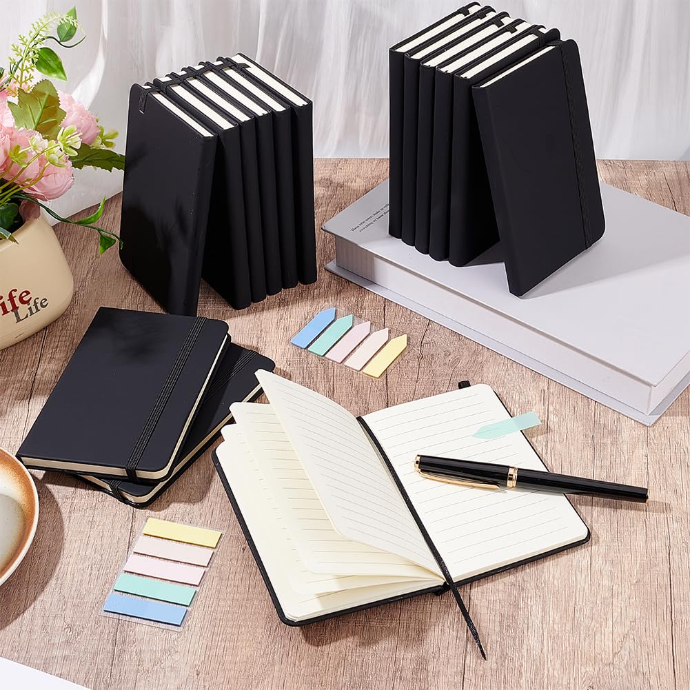 20 Paquete de Bloc de Notas Ejecutivo Pequeño de Tapa Dura A5, Mini Cuaderno de Bolsillo de Cuero Sintético, Diarios con Renglones Anchos, Paquete A Granel con Banda Elástica